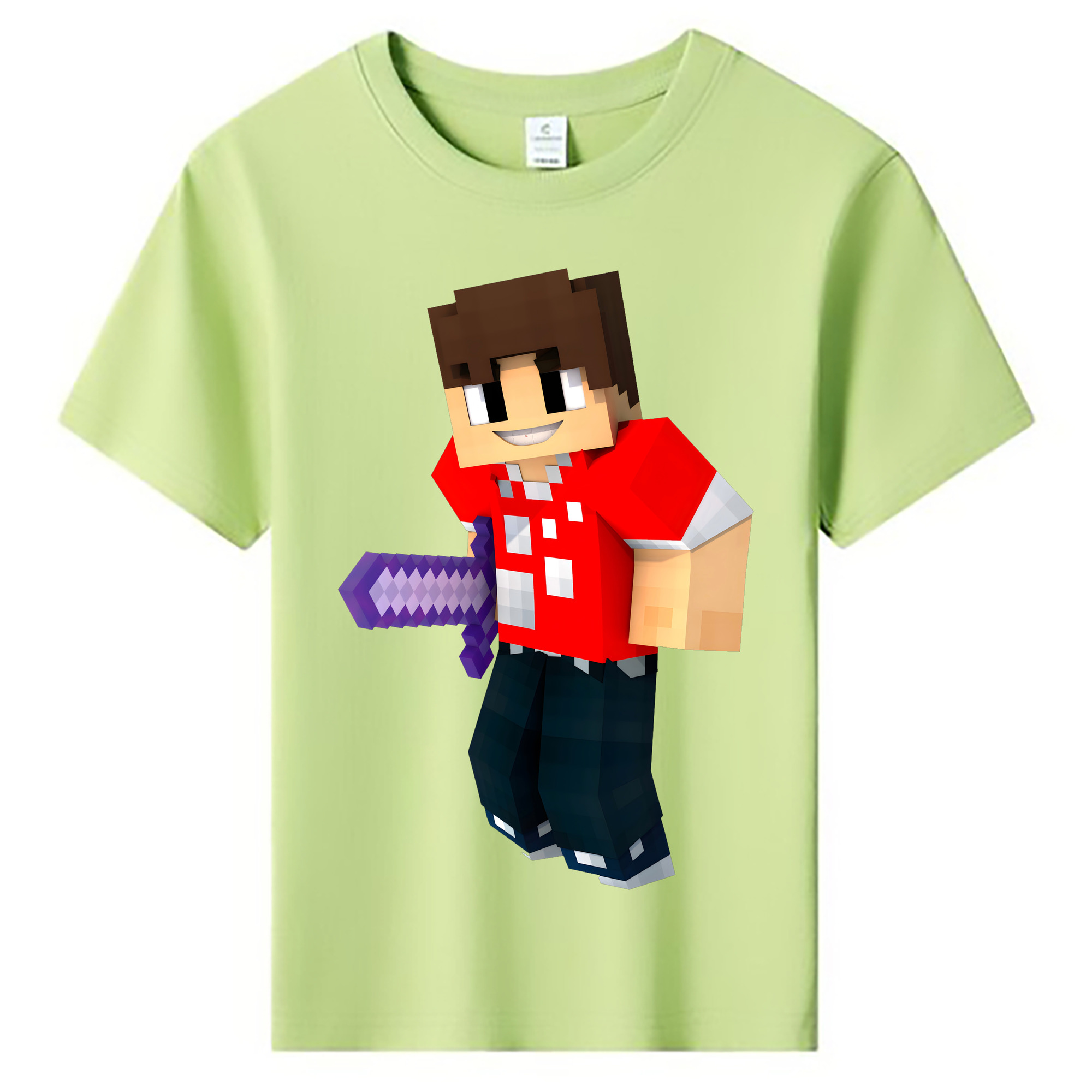 （画像用） マインクラフト ブロックの世界 Minecraft MC Block world 綿100％キッズTシャツ（フロントプリント）
